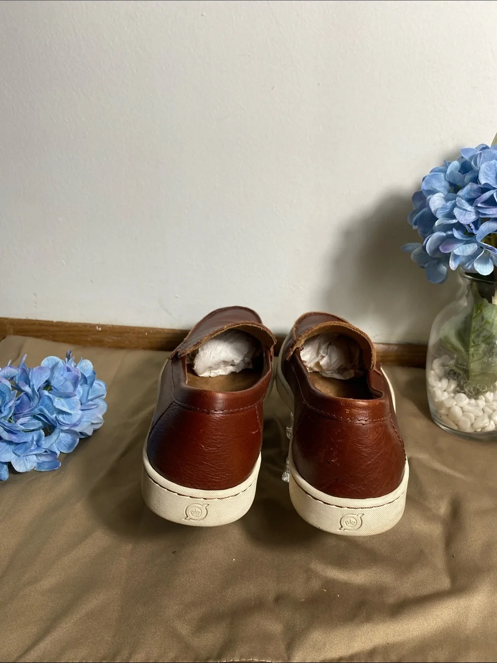 Born Men's Chestnut Brown Leather Slip-On Loafers